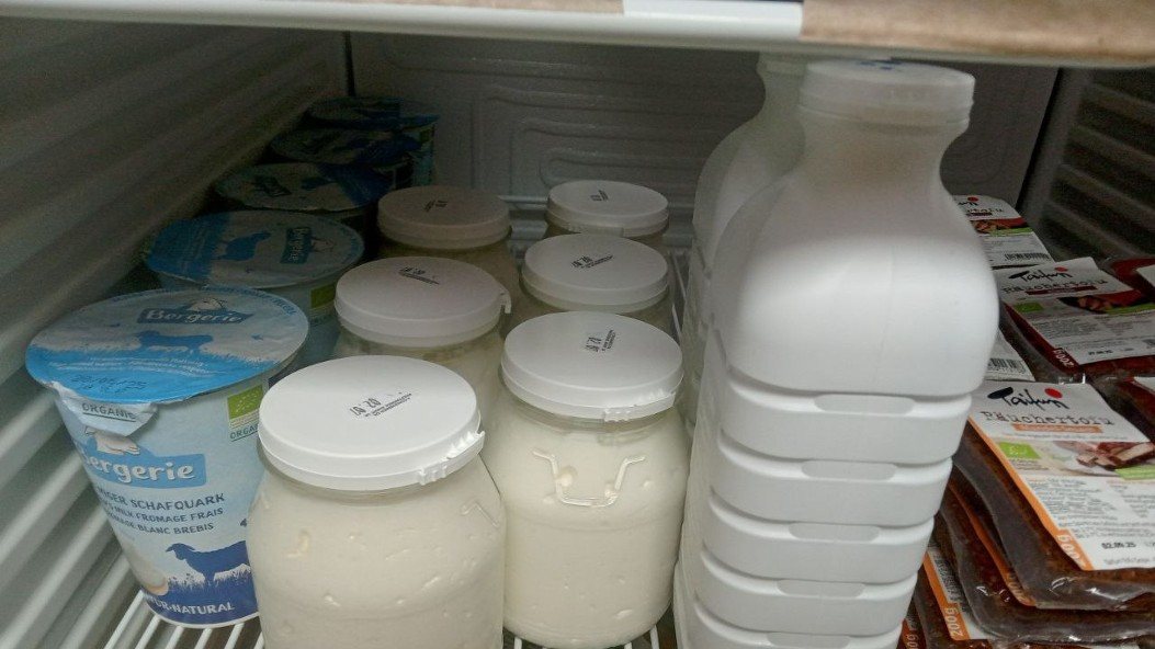 Milchprodukte in einem gekühlten Regal